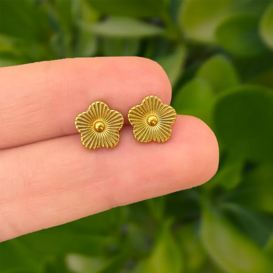 Aretes Dorados Trebol Acero Inoxidable