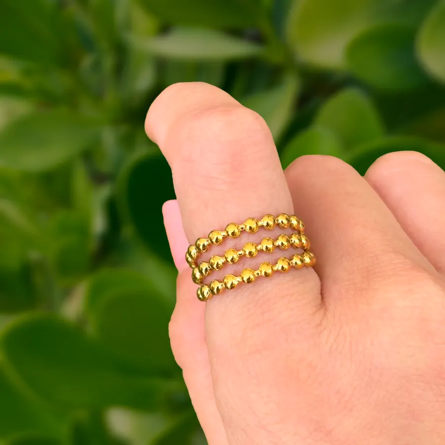 Anillo 3Capas Bolitas Acero Inoxidable