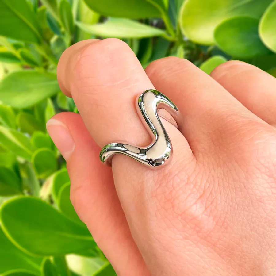 Anillo Plateado Ajustable Chapa de Oro