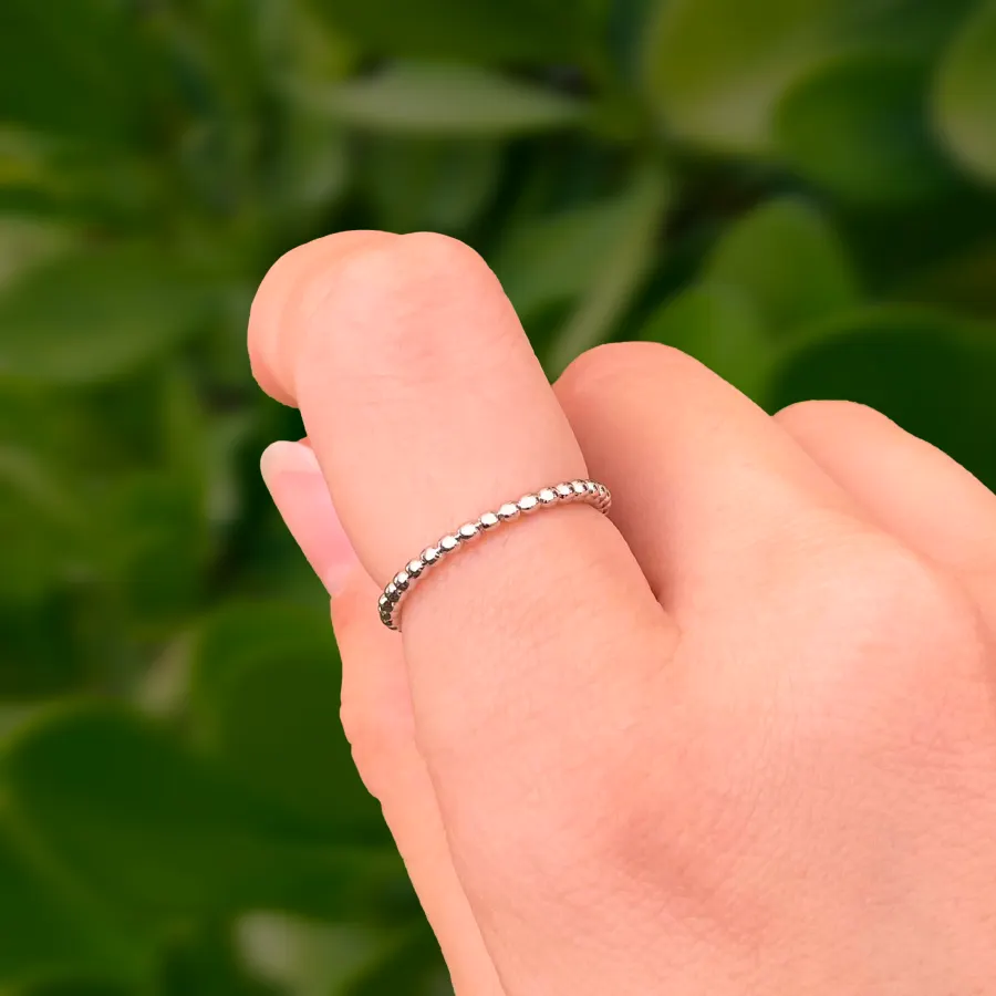 Anillo Bolitas Plateadas Chapa de Oro