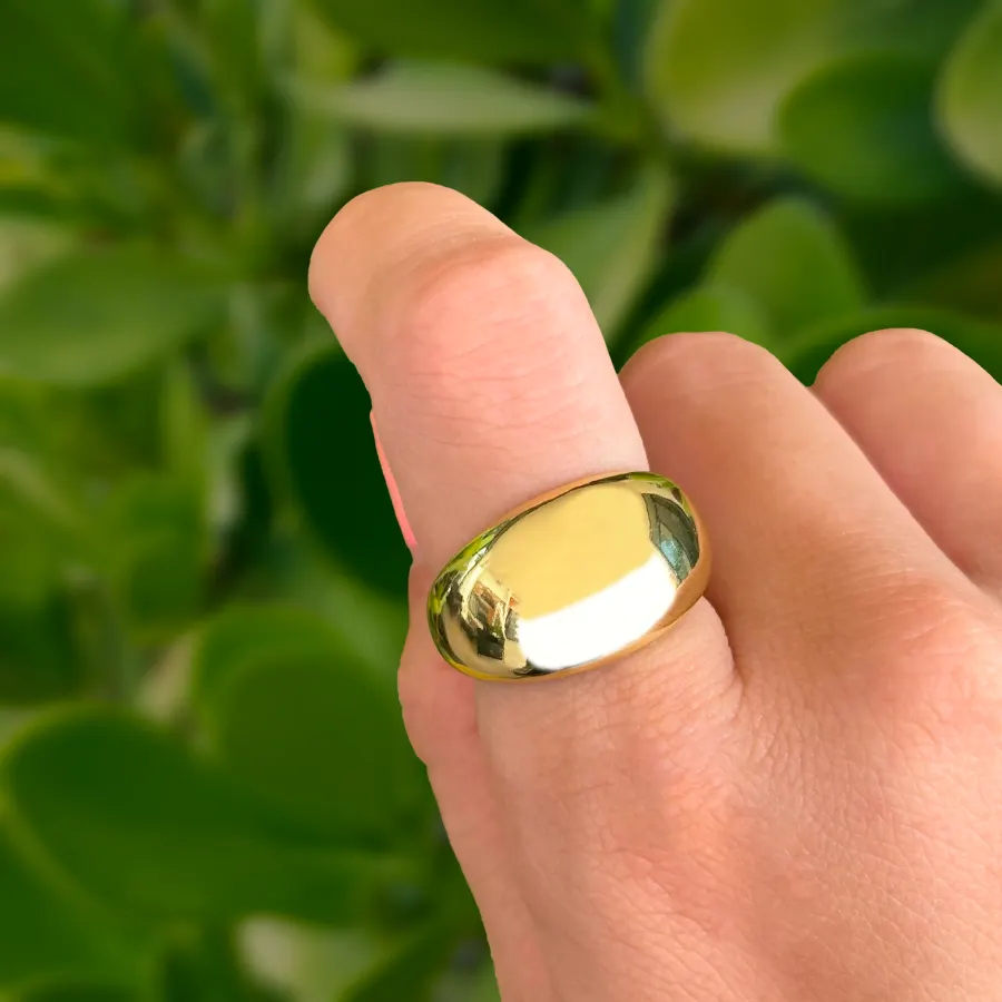 Anillo Chunky Dorado Ajustable Chapa de Oro
