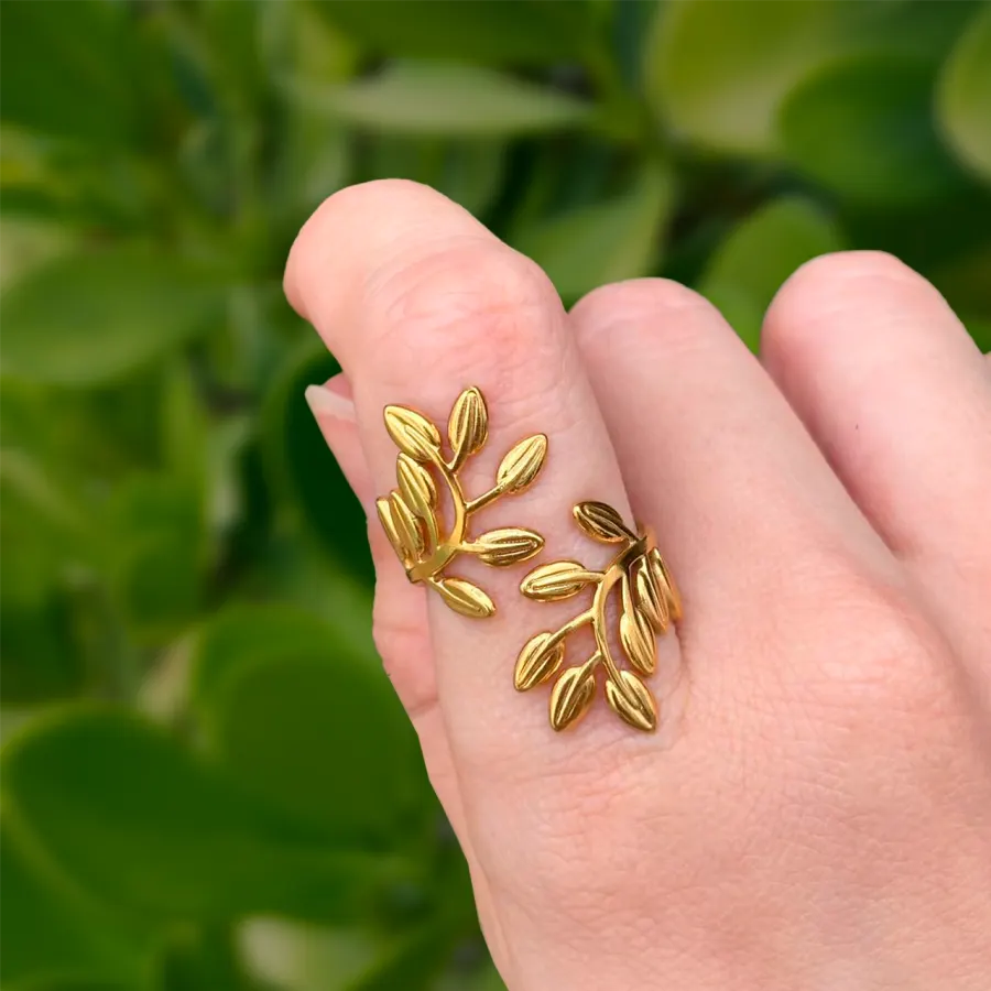 Anillo Dorado Olivo Acero Inoxidable