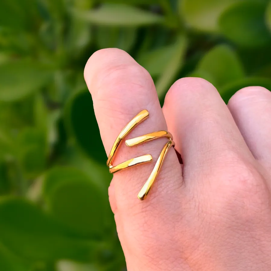 Anillo Dorado Ajustable Acero Inoxidable