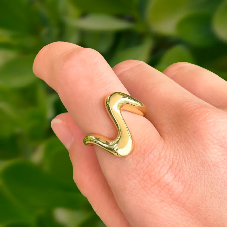 Anillo Dorado Ajustable Chapa de Oro