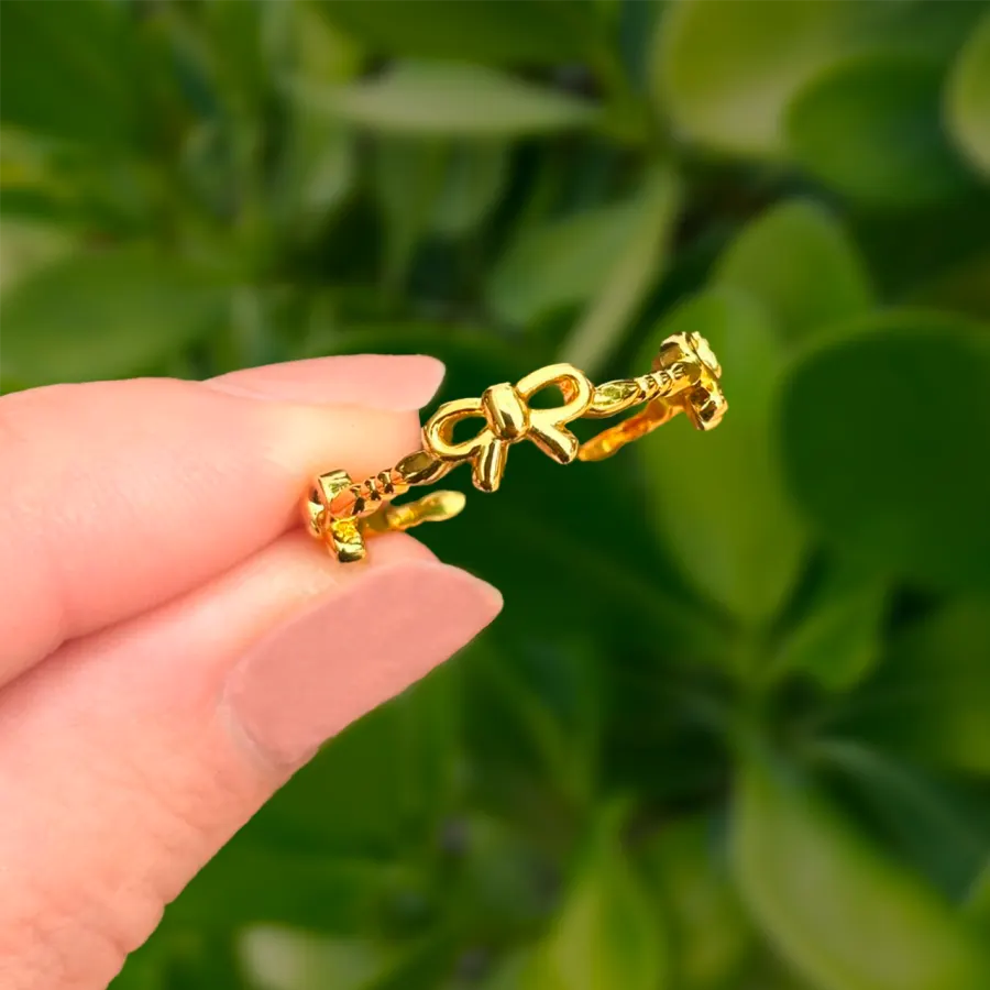 Anillo Dorado Lacitos Encontrados Ajustable Chapa de Oro