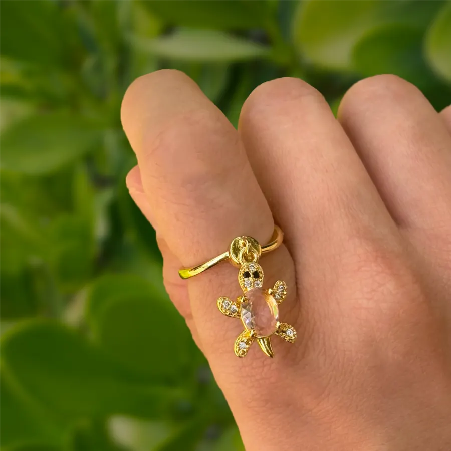 Anillo Dorado Turtuguita Chapa de Oro
