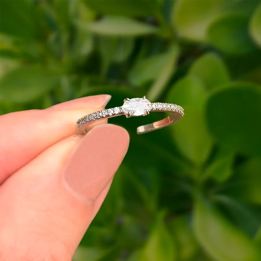 Anillo Plateado Churumbela y Zirconia Ajustable Chapa de Oro