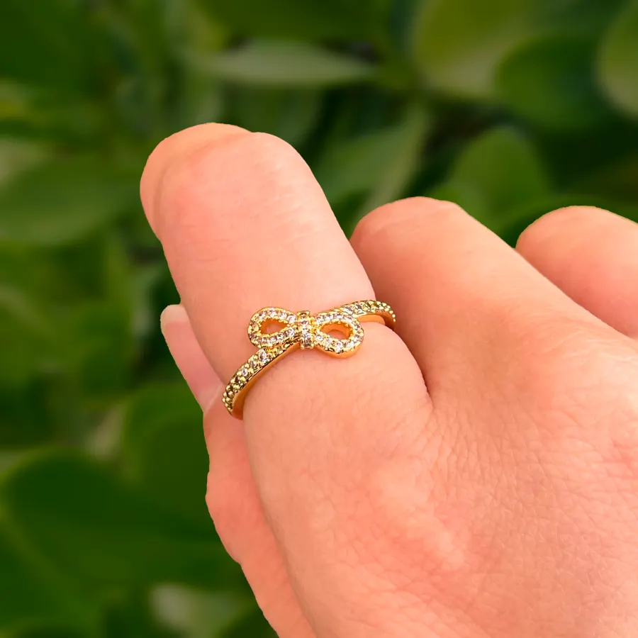 Anillo Moño Dorado Chapa de Oro
