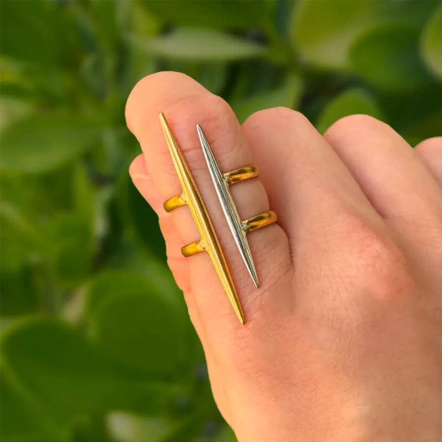 Anillo Oro-Plata Lineas Acero Inoxidable