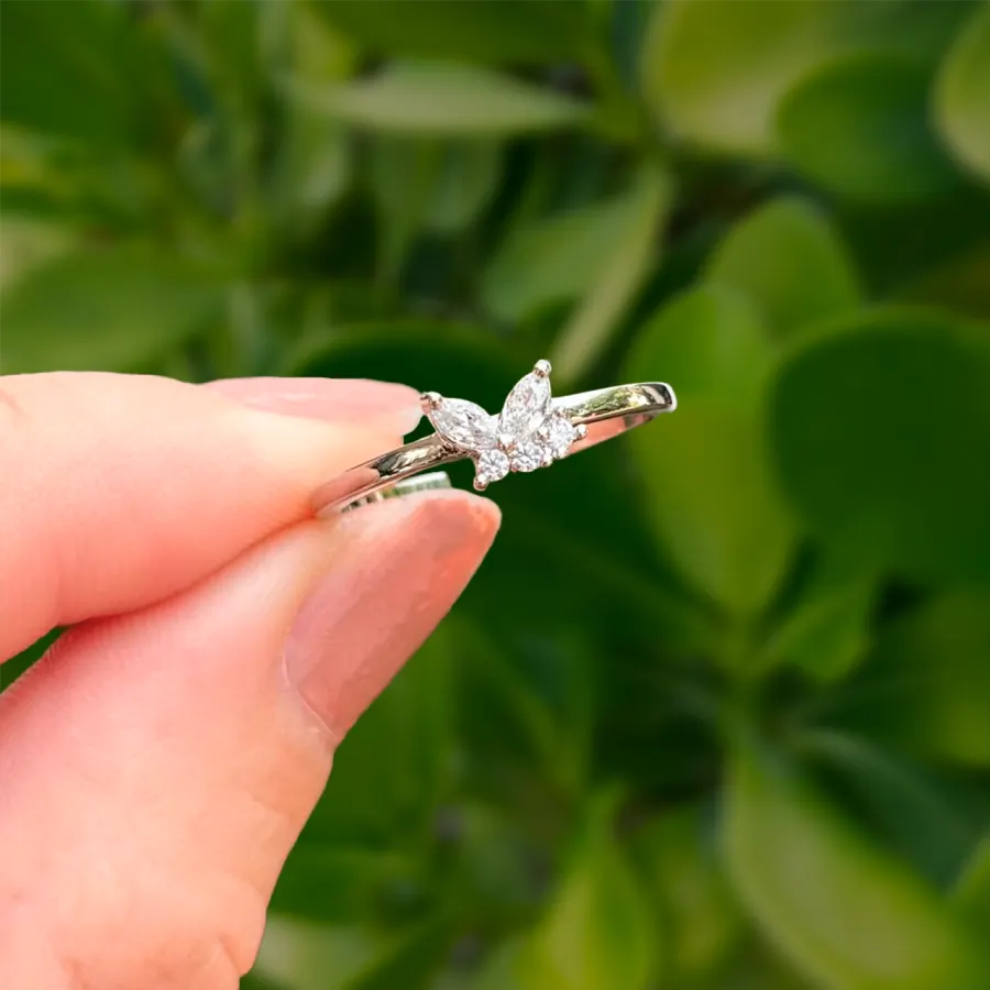 Anillo Plateado Mariposa Zirconias Chapa de Oro