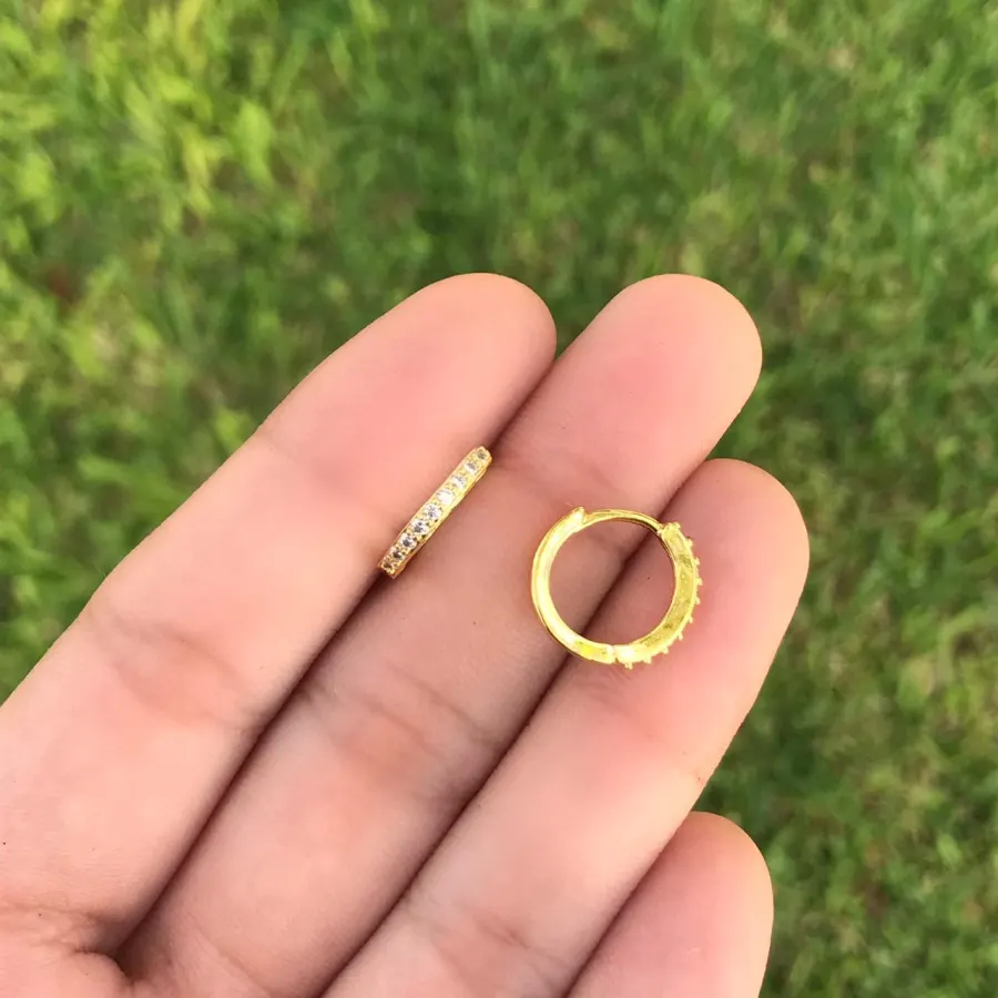 Aretes Dorados Arracadas Zirconia Blanca Chapa de Oro