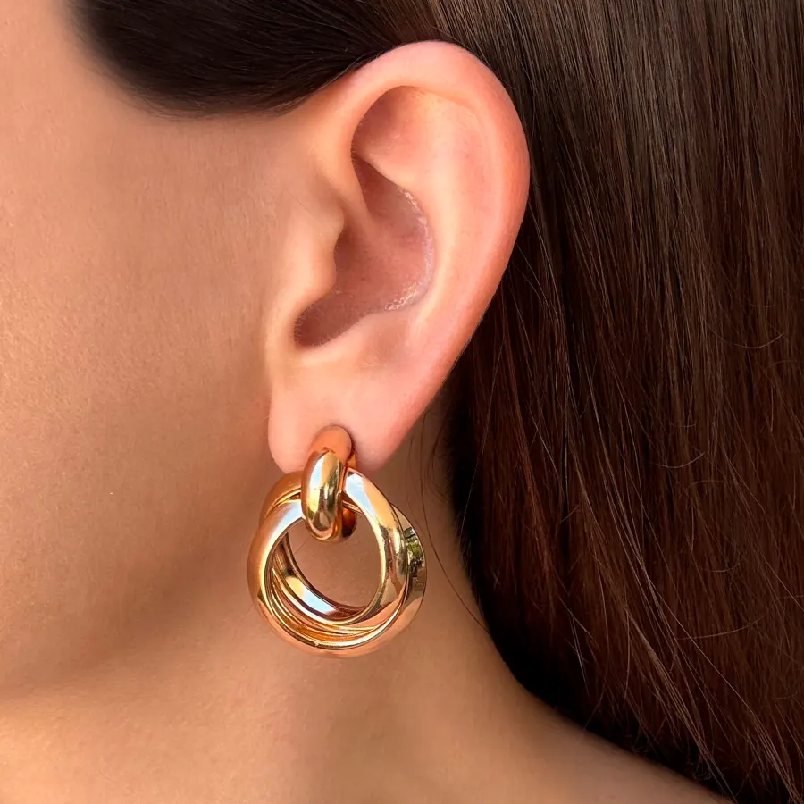 Aretes Dorados Aros Nudo