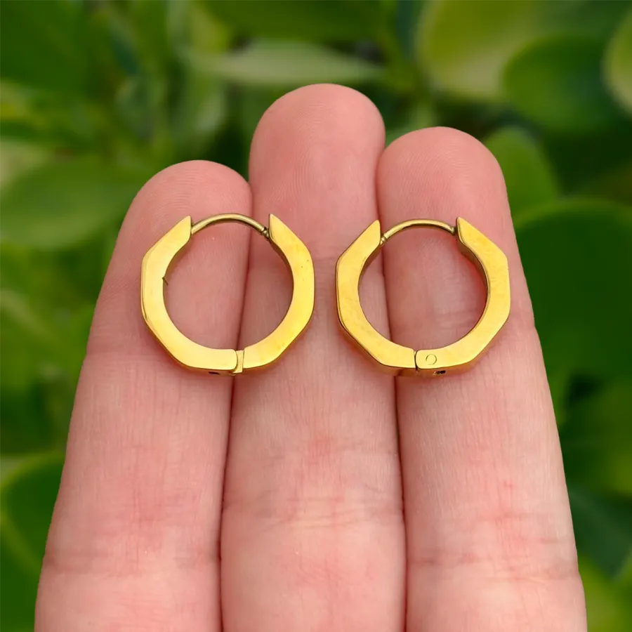 Aretes Arracada Dorada Acero Inoxidable