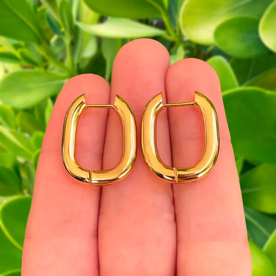 Aretes Arracada Dorada Acero Inoxidable