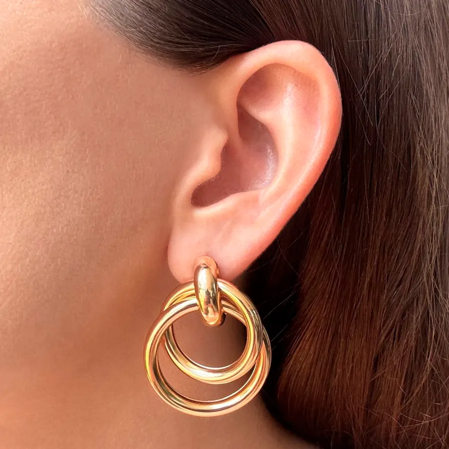 Aretes Arracada Dorada Aros Nudo