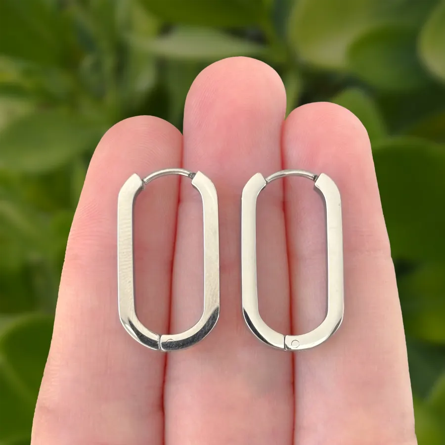 Aretes Arracada Plateada Larga Acero Inoxidable