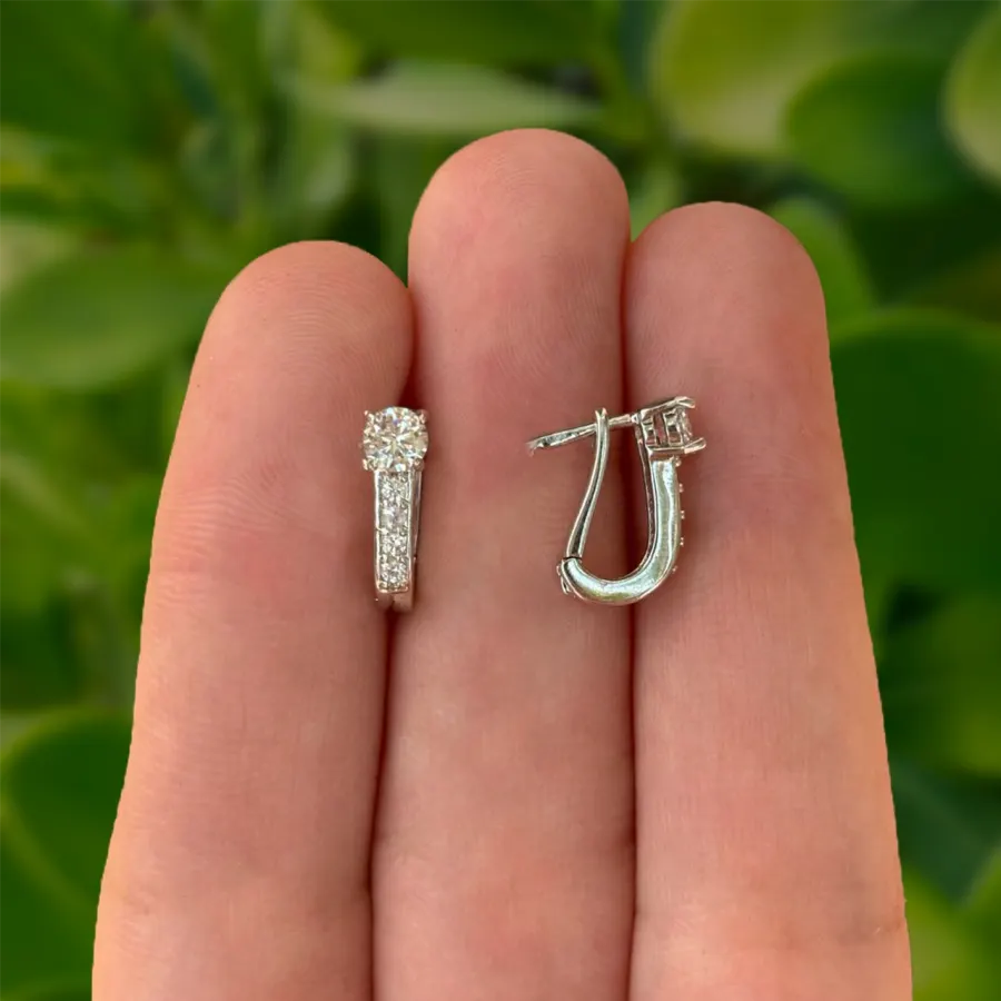Aretes Arracada Plateada Zirconias Chapa de Oro