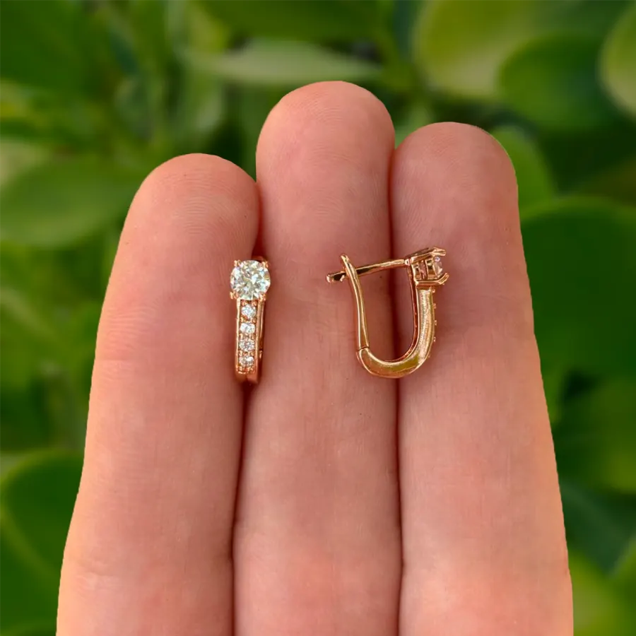 Aretes Arracada Oro Rosa con Zirconias Chapa de Oro