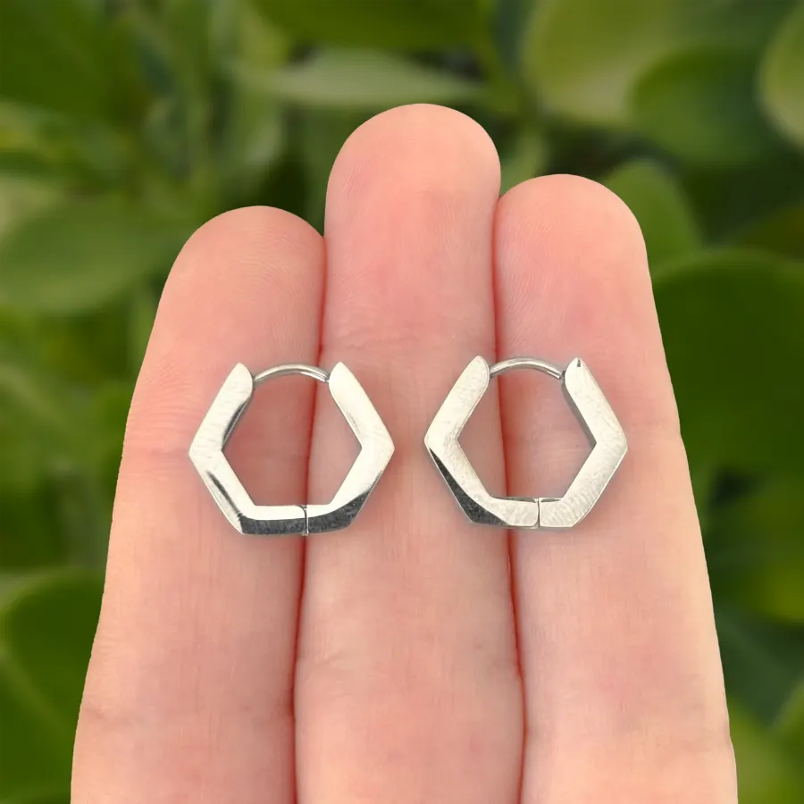Aretes Arracada Plateada Acero Inoxidable