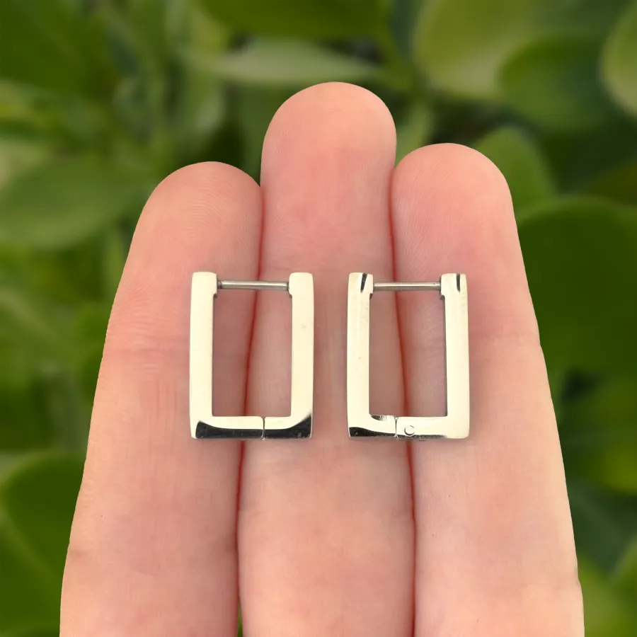 Aretes Arracada Plateada Larga Acero Inoxidable