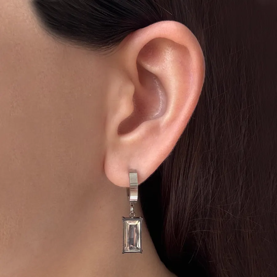 Aretes Arracada Plateados Acero Inoxidable
