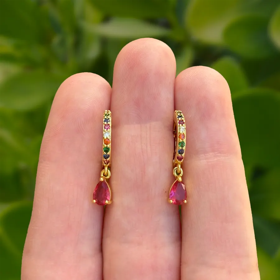 Aretes Dorados Arracada Colores Chapa de Oro