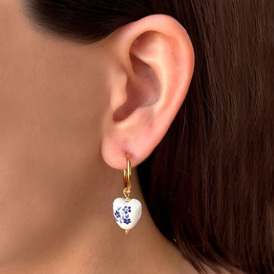 Aretes  Cerámica Charms Acero Inoxidable  1S2