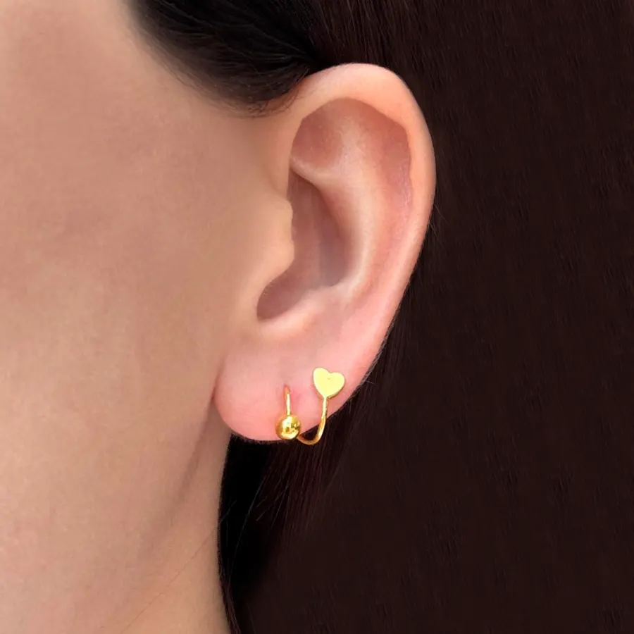 Aretes Dorados Vuelta de Corazon Chapa de Oro
