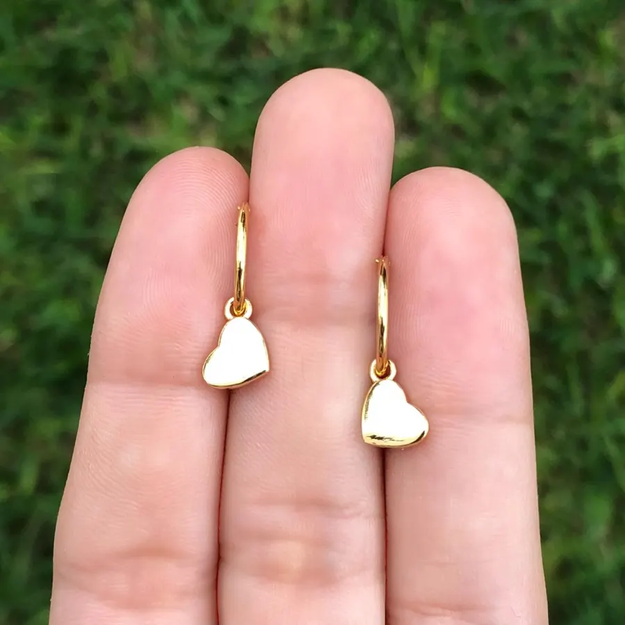 Aretes Dorados Corazon Chapa De Oro 18K