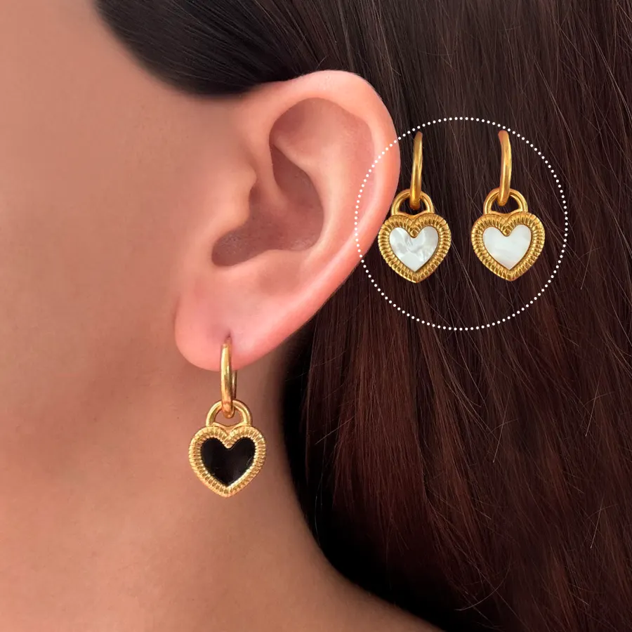 Aretes Corazon Doble Vista Acero Inoxidable