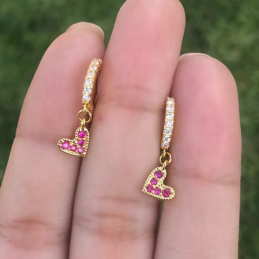 Aretes Corazon Chapa de oro