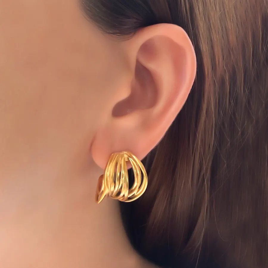 Aretes Dorados Alambre Acero Inoxidable