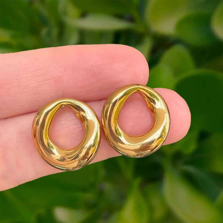 Aretes Dorados Aro Acero Inoxidable