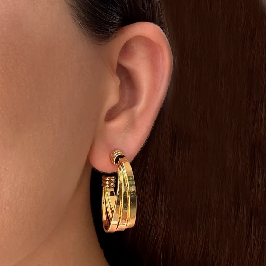 Aretes Dorados Arracadas Chapa de Oro