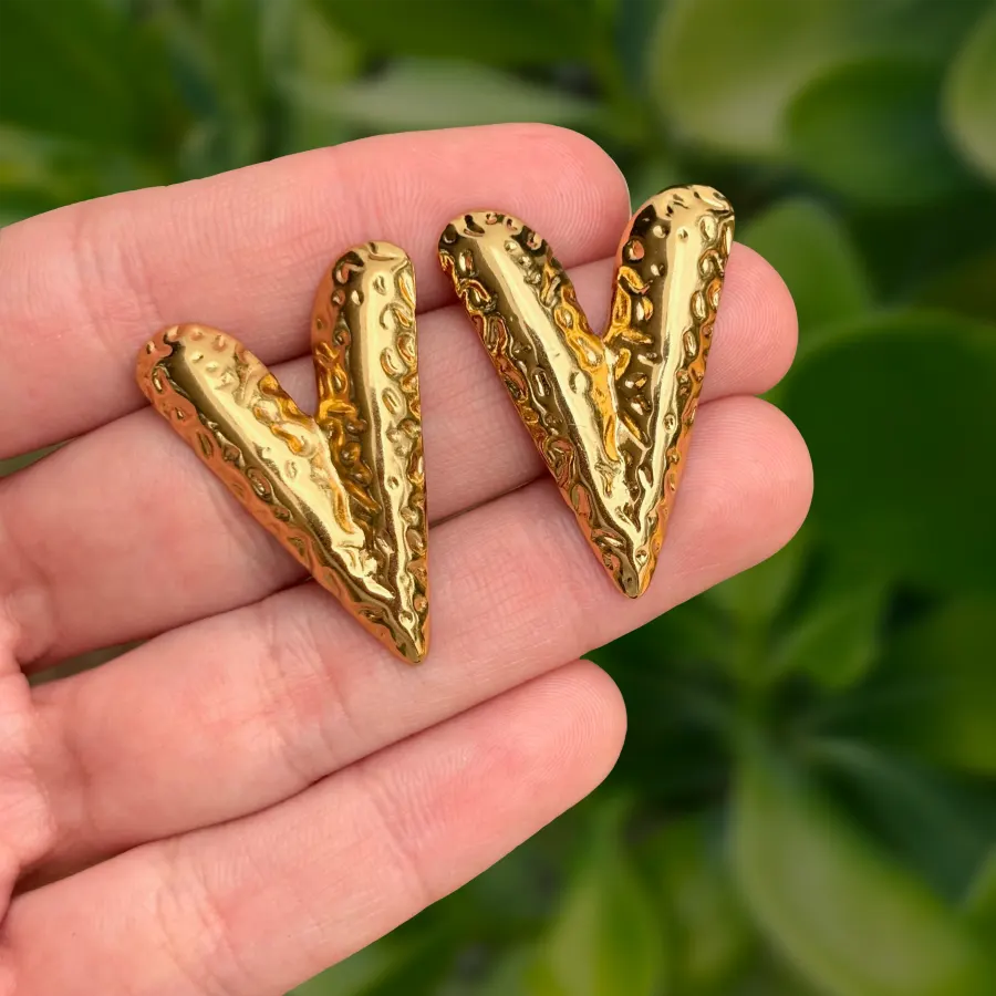Aretes Dorados Corazon Acero Inoxidable