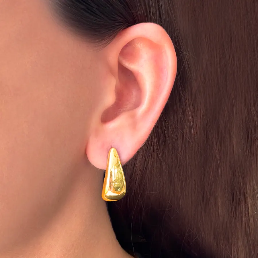 Aretes Dorados Media Gota Chapa de Oro