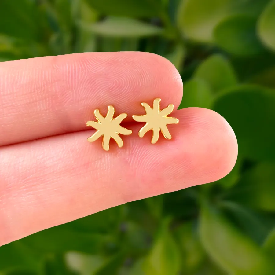 Aretes Dorados Sol Chapa de Oro