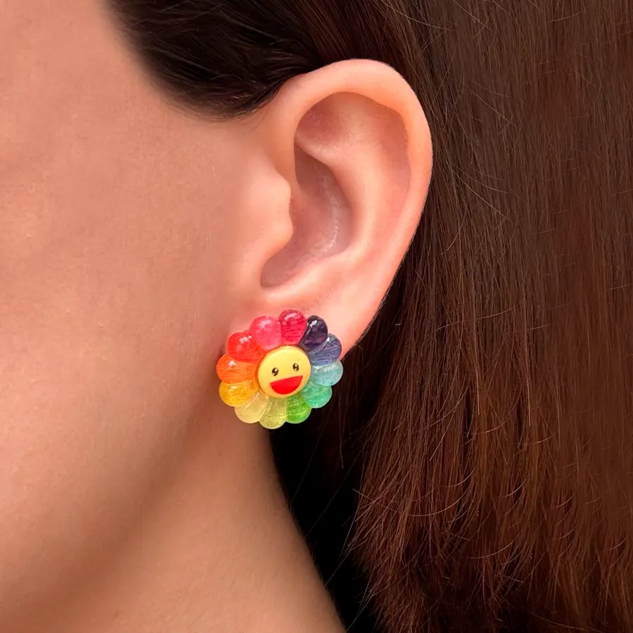 Aretes de Colores Flor Feliz