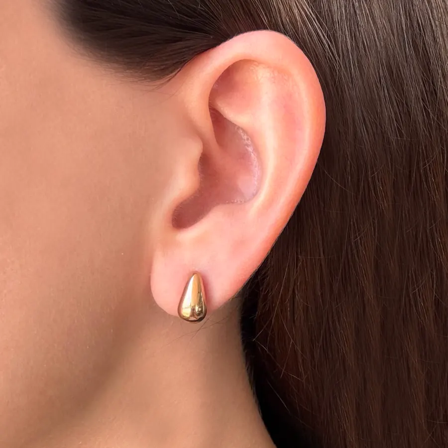 Aretes Oro Rosa Gota Pequeña Acero Inoxidable