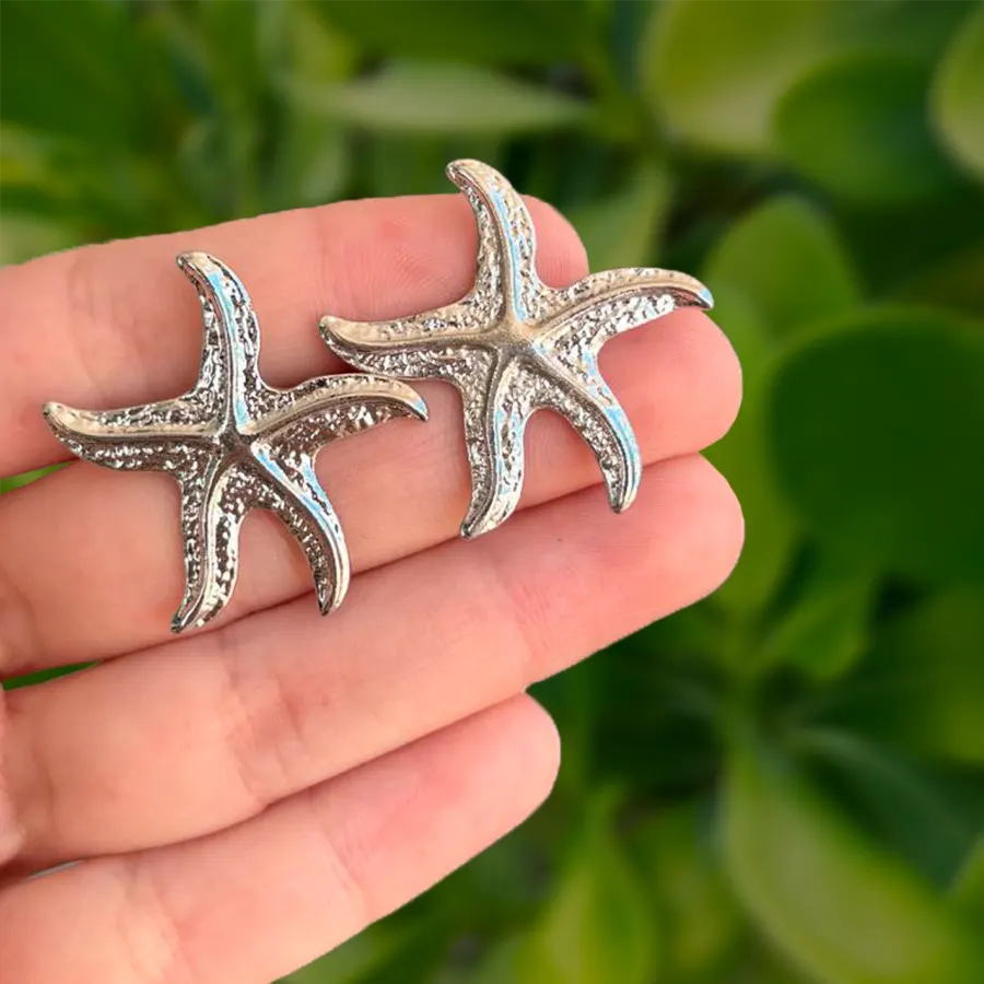 Aretes Plateados Estrella de Mar