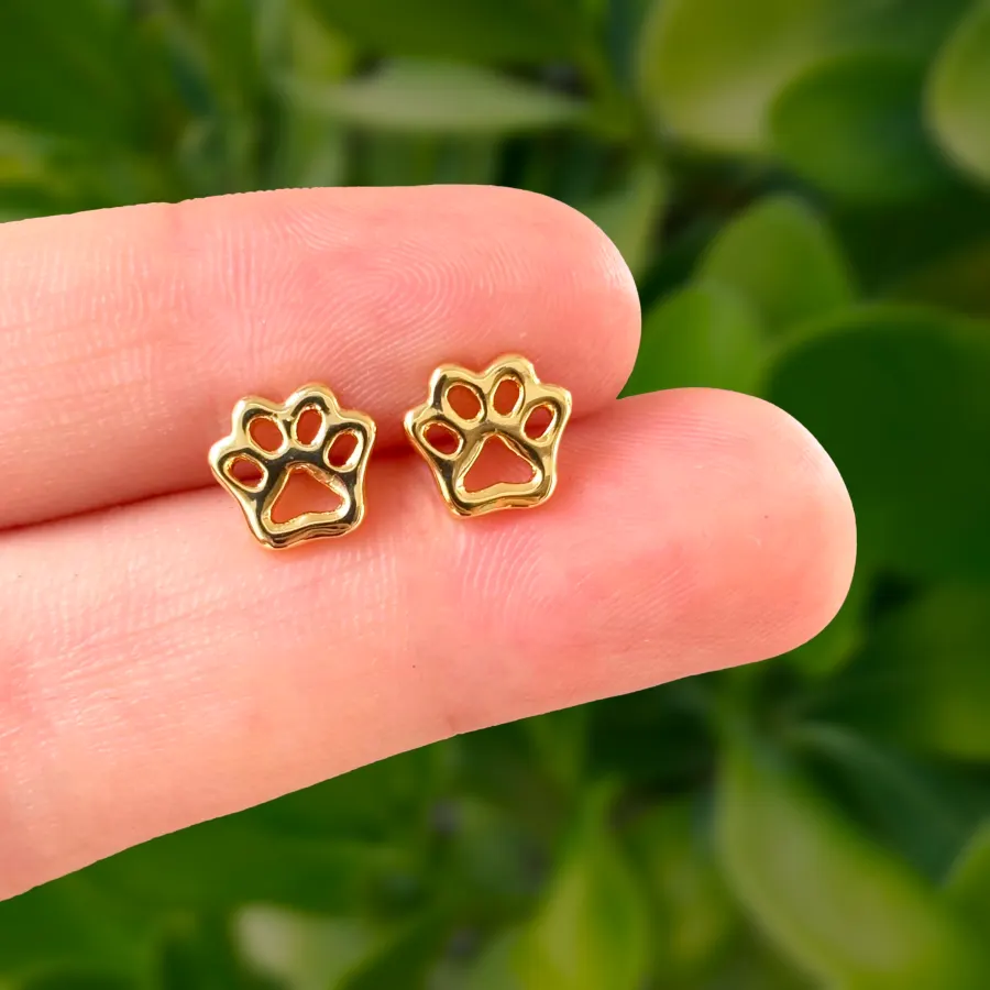 Aretes Huella Puppy Chapa de Oro