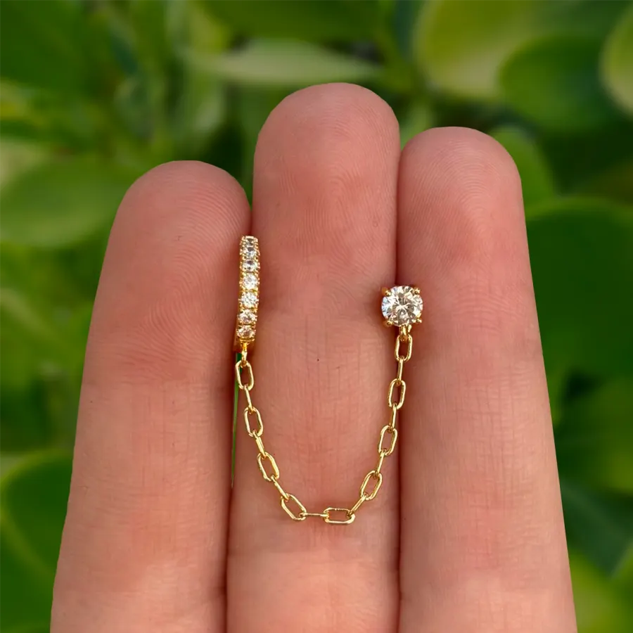 Aretes Set Zirconias Chapa de Oro