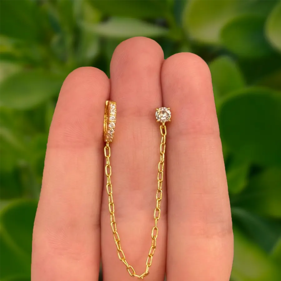 Aretes Set Zirconias Chapa de Oro