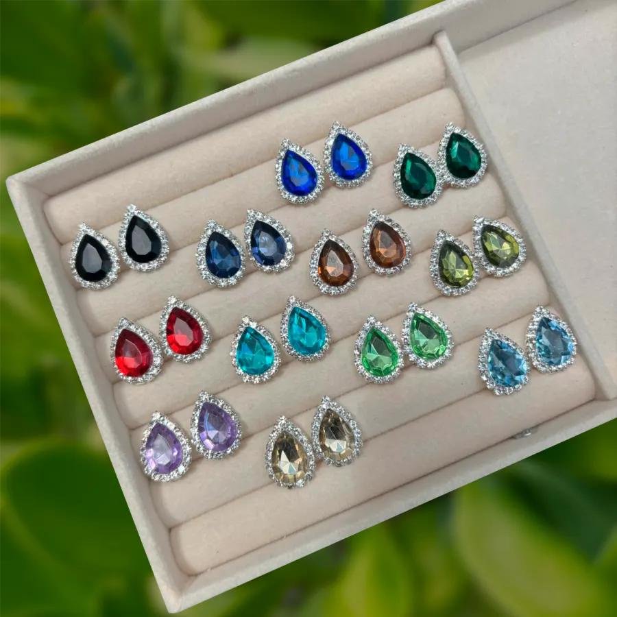 Aretes Zirconia Brillante Chapa de Oro