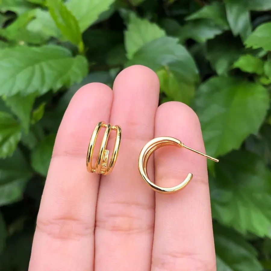 Aretes Arracada Chapa de Oro