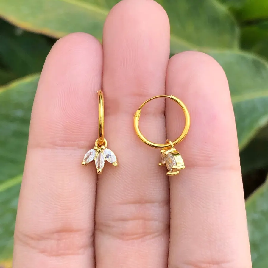 Aretes Dorados Zirconias Chapa de Oro