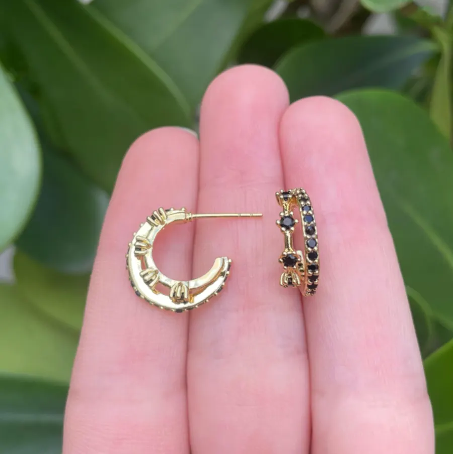 Arracadas Doble Chapa de Oro 18K