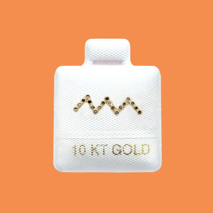 Broquel Zigzag Negro 1pz Oro 10K