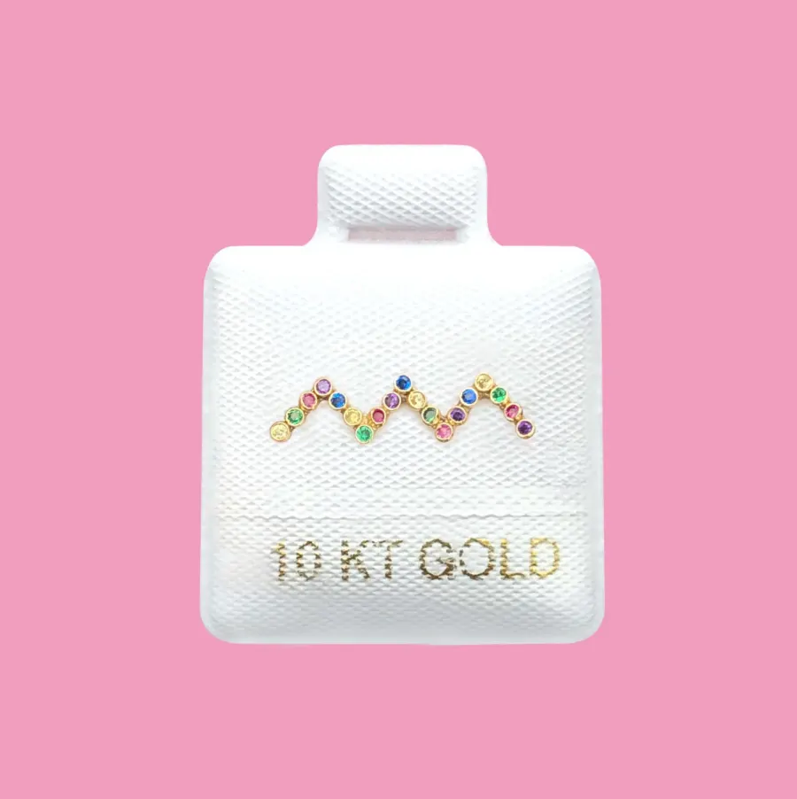 Broquel Zig Zag Colores Oro 10K