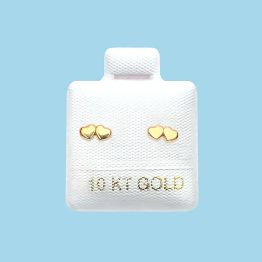 Broqueles Mini Corazón Doble Oro 10K R727